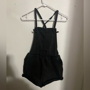 OSHKOSH B'GOSH Classic Denim Bib Overall Shorts Tie Closure Denim Black Girls 14